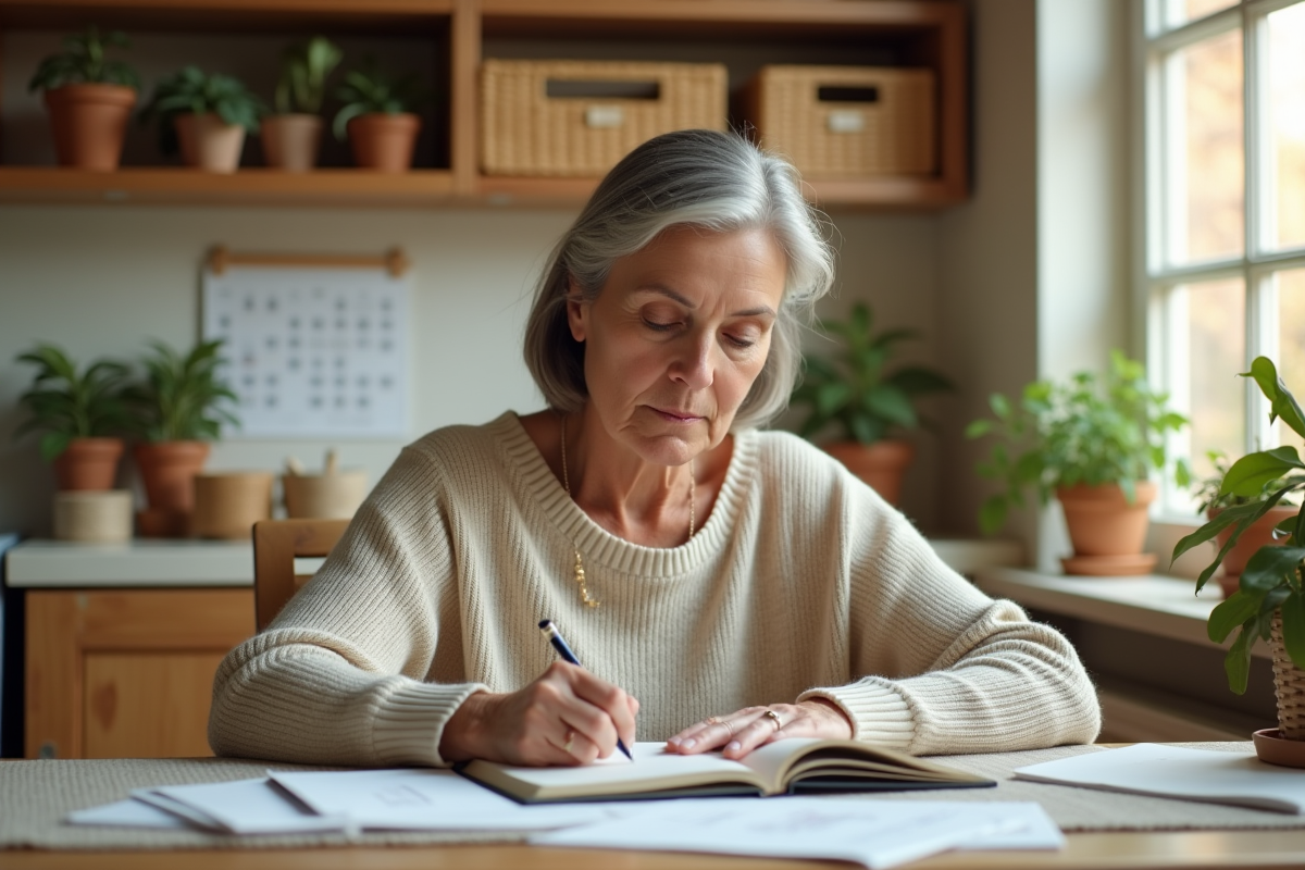 Femme organisée à la maison en train de planifier