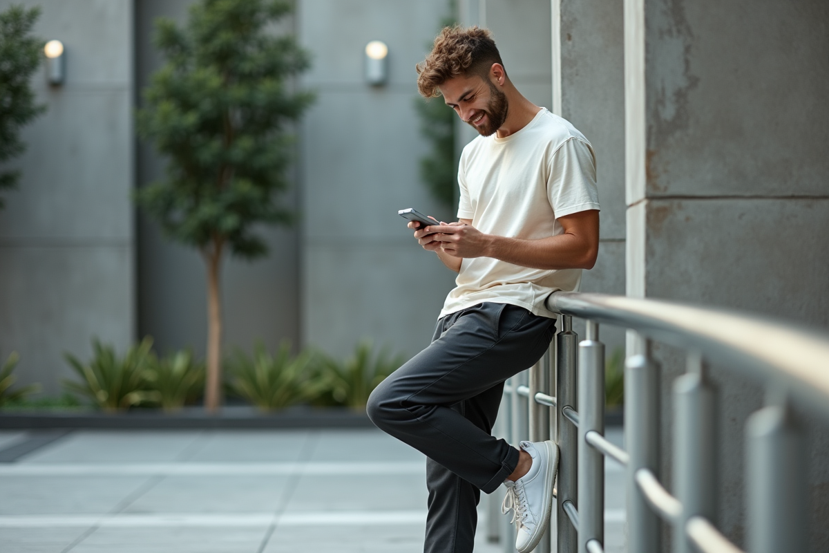 Jeune homme décontracté dans une ville moderne